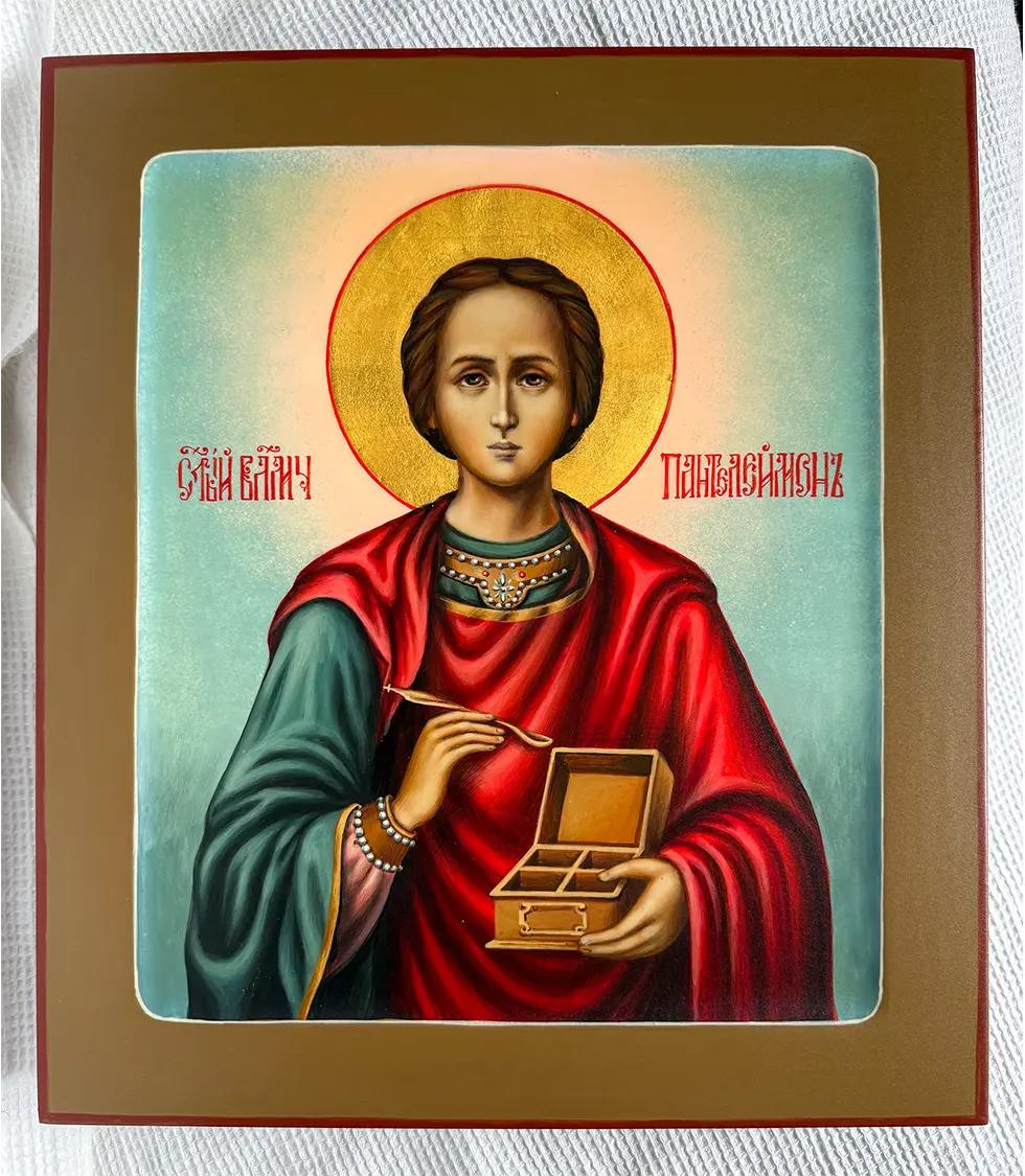 Палехская икона Пантелеймона Целителя
