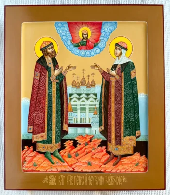 Палехская икона Петр и Феврония