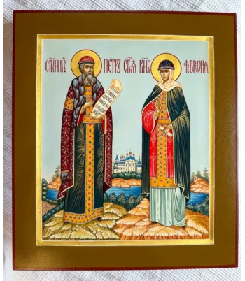 Палехская икона Петра и Февронии