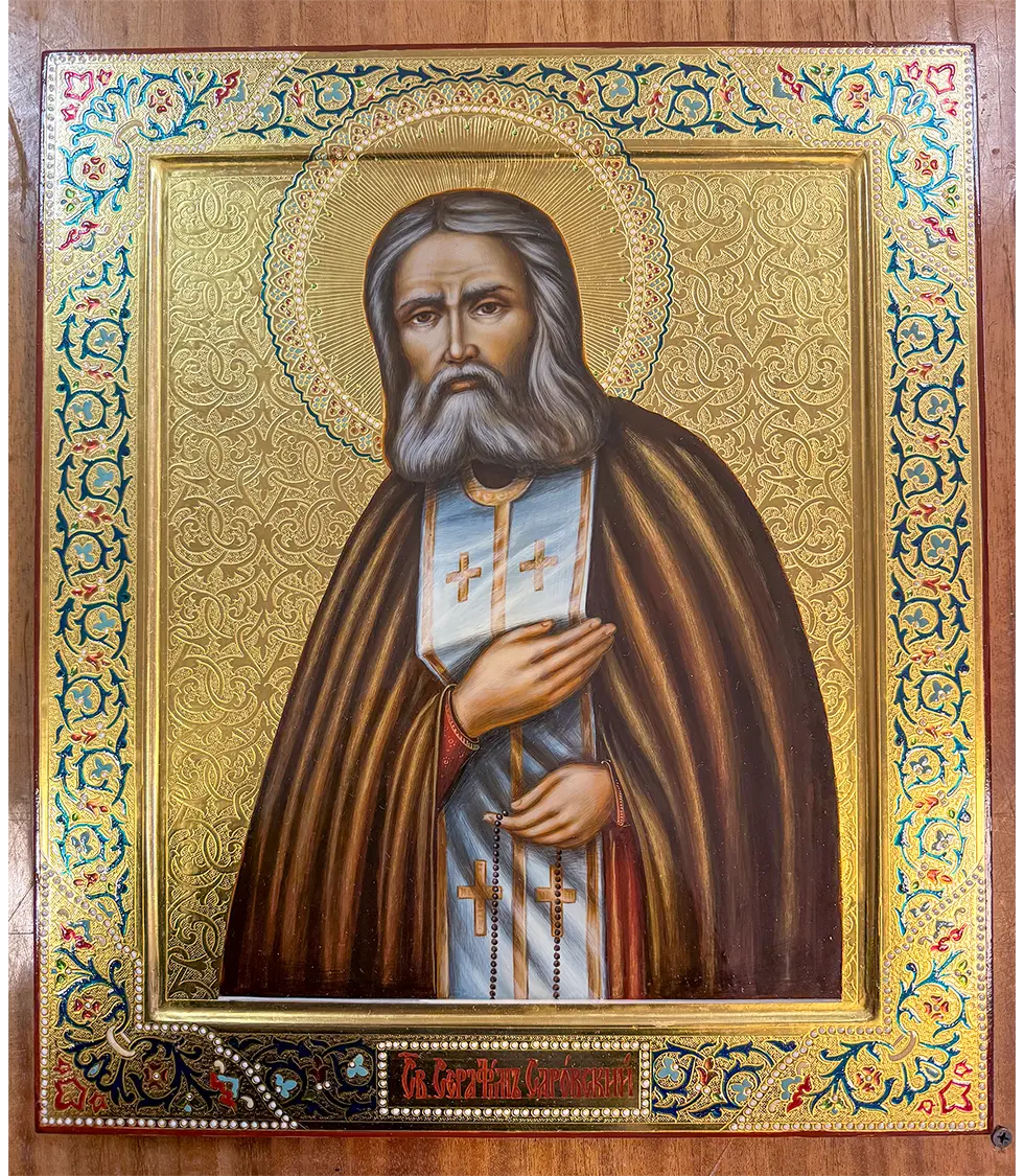 Палехская икона Серафим Саровский