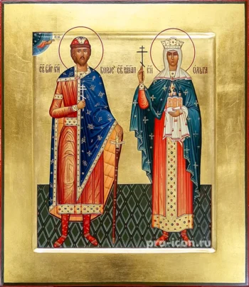 Палехская икона князя Бориса и княгини Ольги