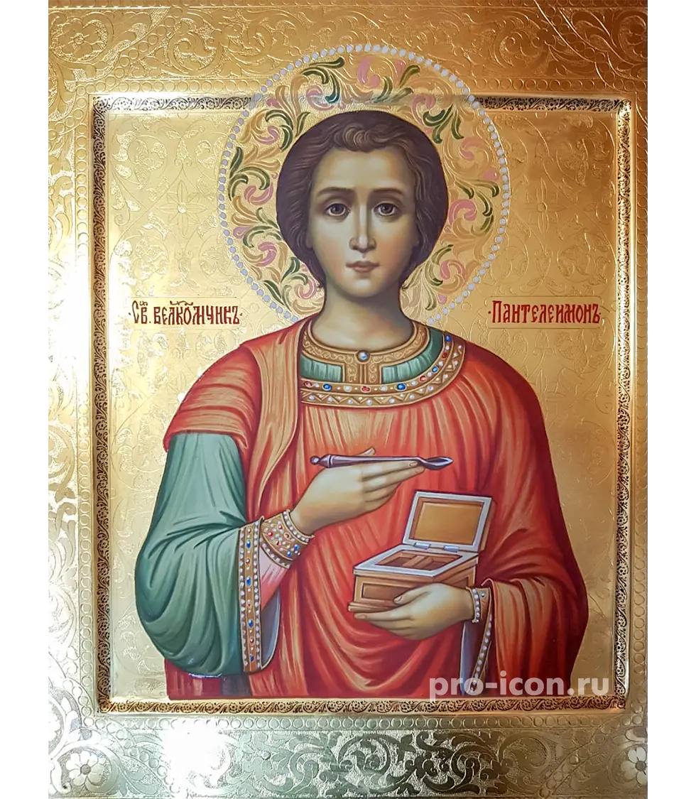 Палехская икона Целителя Пантелеймона