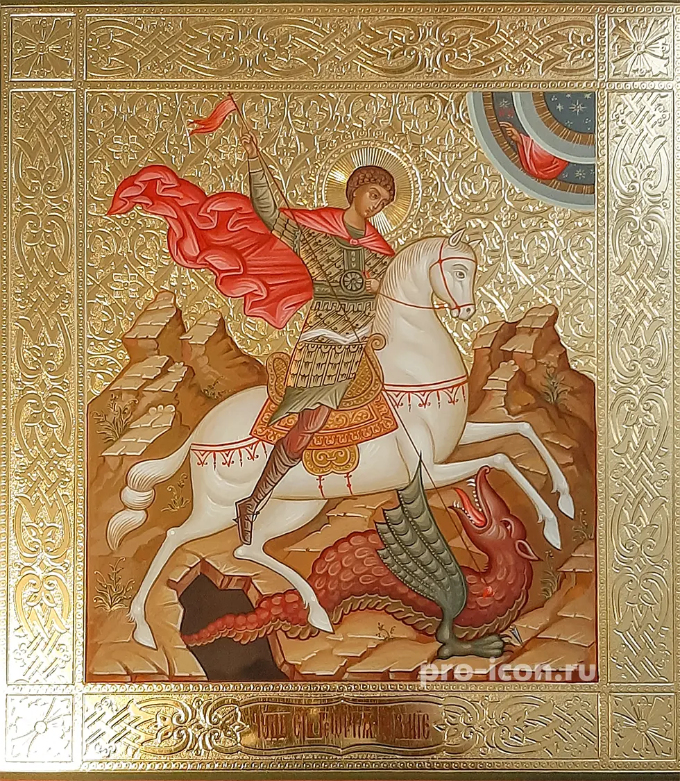 Палехская икона Чудо святого Георгия о Змие