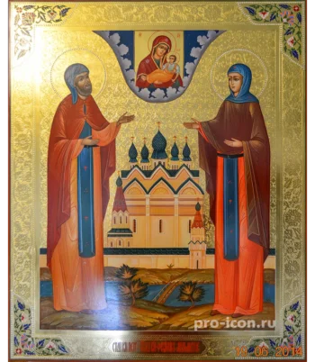 Палехская икона святые Петр и Феврония
