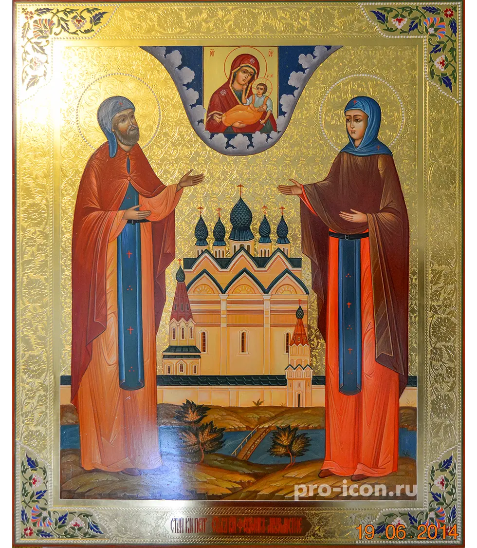 Палехская икона святые Петр и Феврония