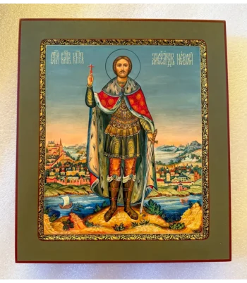Написанная палехская икона Александра Невского