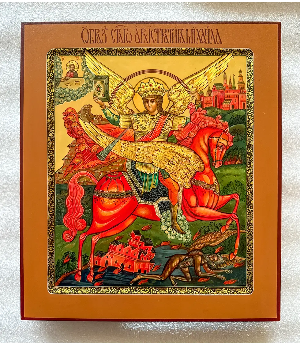 Написанная палехская икона Архангела Михаила Написанная палехская икона Архангела Михаила
