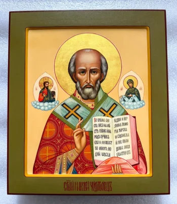 Написанная палехская икона Николая Чудотворца