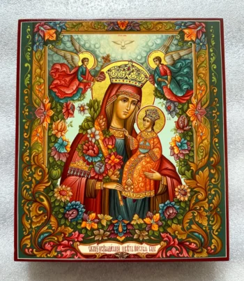 Палехская икона Неувядаемый Цвет Божией Матери