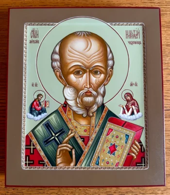 Писанная палехская икона Николая Чудотворца