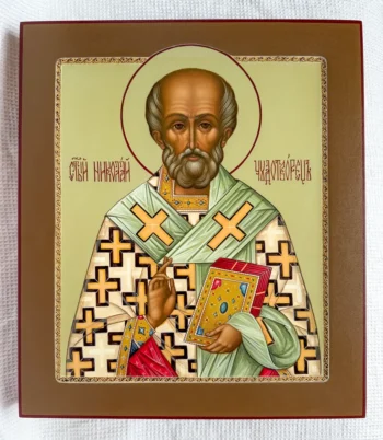 Писанная палехская икона Николая Угодника