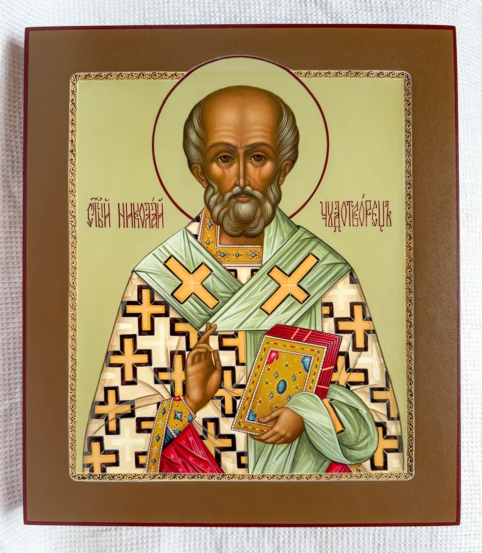 Писанная палехская икона Николая Угодника
