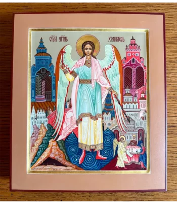 Рукописная палехская икона Ангела Хранителя